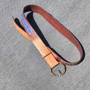 Chico's Boho Beaded Leather Belt M/L